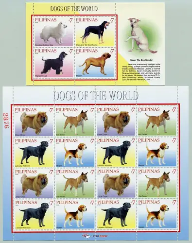 Philippinen 2010 Hunde Hunderassen Beagle Labrador 4406-4409 Block 283 MNH