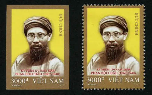 Vietnam 2017 Phan Boi Chau Reformation Society Politik 3750 A & B Postfrisch MNH