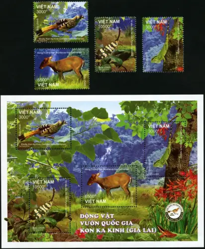 Vietnam 2018 Tiere Nationalpark Vogel Gecko Insekt Postfrisch MNH
