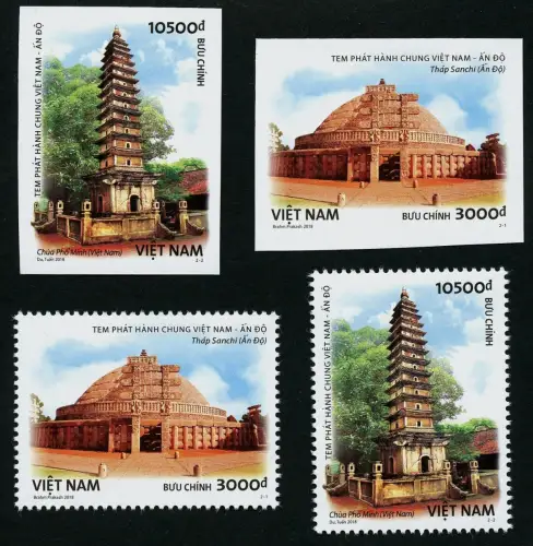Vietnam 2018 Gemeinschaftsausgabe Indien Architektur Tempel 3751-3752 A & B MNH