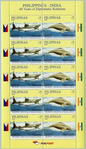 Philippinen Philippines 2009 Walhai Delphin Indien 4295-4296 Kleinbogen MNH