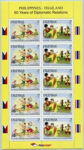 Philippinen 2009 Gemeinschaftsausgabe Thailand Tanz 4232-4233 Kleinbogen MNH