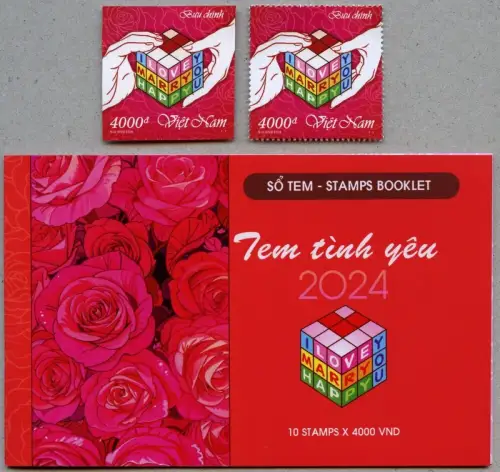 Vietnam 2024 Herz Grußmarke Liebe Heart Love Greetings A/B + Markenheft MNH