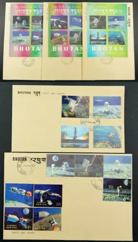 Bhutan 1969 Weltraum Raumfahrt Space 3-D Lenticular 313-324 Block 32-34 FDC RAR