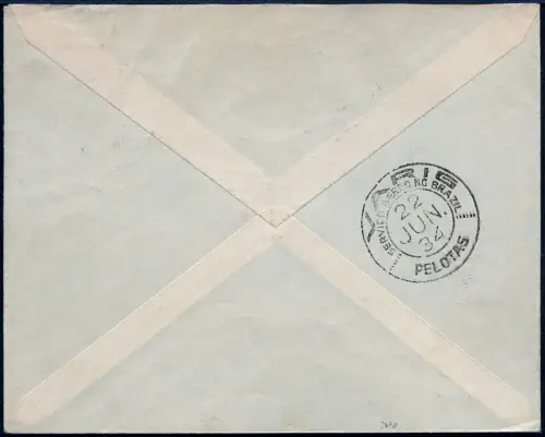 Brasilien 1934 VARIG Luftpost-Brief MiF V 51 Express Pelotas Porto Alegre / 1386