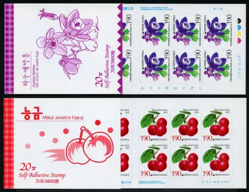Korea Süd 2003 Pflanzen Äpfel Akelei 2358-2359 Markenhefte Stamp Booklets MNH