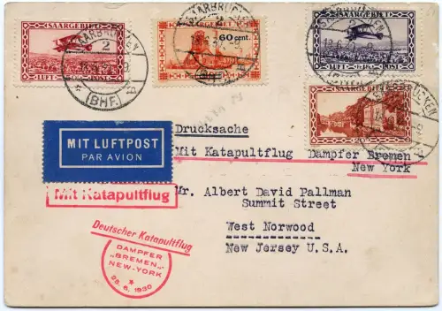 Katapult 1930 Saargebiet PK Saarbrücken West Norwood USA Catapult H 16 a / 1426