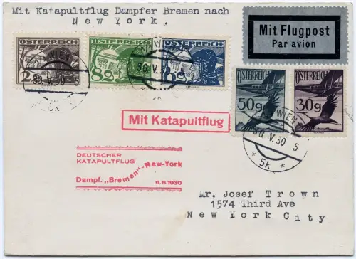 Katapult 1930 Österreich Wien Boston New York Postkarte Catapult H 14 a / 1428