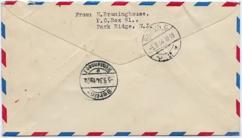 Katapult 1934 USA Brief Park Ridge Rohrpost Weissensee Catapult H 176 a / 1432