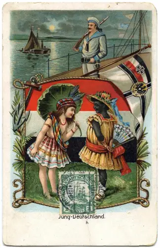 Kiautschou 1910 Litho AK Jung-Deutschland Flagge Tsingtau Neuwied / 167