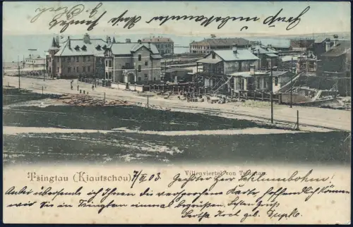 Kiautschou 1903 AK Villenviertel Tsingtau Hongkong Shanghai Nachsendung / 189