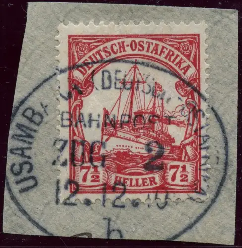 DOA 1910 Briefstück 24 ° Usambara Bahnpost Zug 2 b 12/12/10 / 164