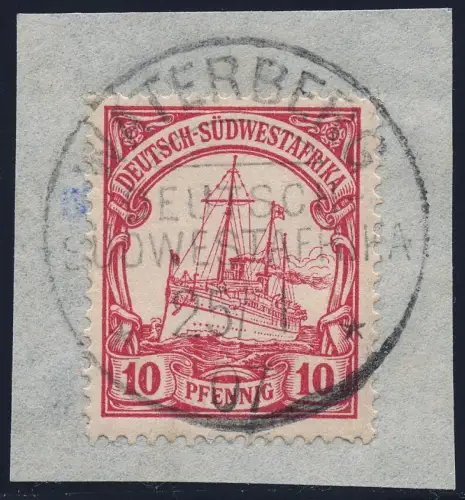 DSWA 1907 Michel 13 ° Waterberg 25/1/07 Type 2 Luxus Briefstück Czimmek BPP/ 185