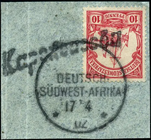 DSWA Kaiseryacht 1902 Yacht 10 Pf ° Kapenousseu Wanderstempel Briefstück / 67