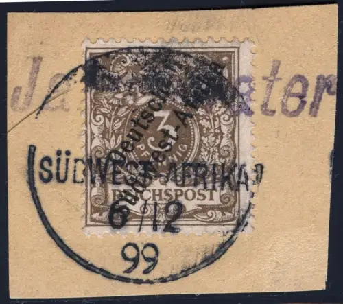 DSWA 1899 Michel 1 a ° Jakalswater Violett 6/12/99 Luxus Briefstück / 161