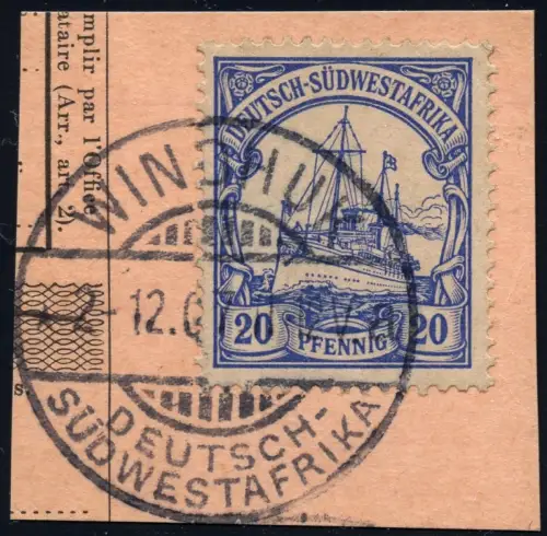 DSWA 1913 Michel 14 ° Okahandja 2/10/13 Type 7 Luxus Briefstück/PA / 145