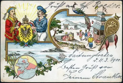 Kiautschou 1900 Patriotische AK aus Taitungtschen V 2 II Tsingtau Celle / 205