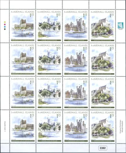 Marshall Inseln 2014 Burgen in Großbritannien Architektur Castles Kleinbogen MNH