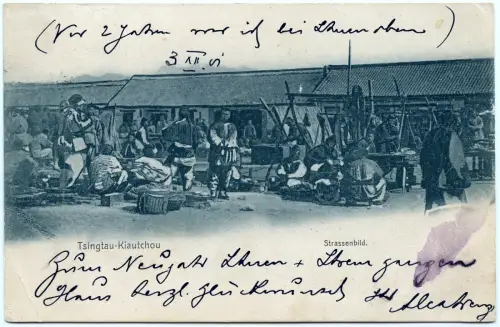 Kiautschou 1902 AK Tsingtau Straßenbild Bayrischzell Wendelstein Gasthaus / 217