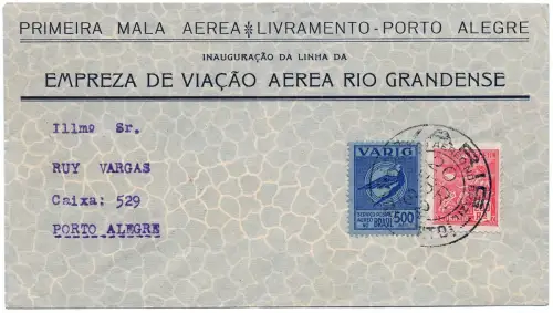 Brasilien 1932 First Flight Erstflug Varig Livramento - Porto Alegre Brief/ 1346