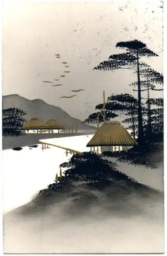 Kiautschou 1914 AK Gemälde Handgemalt Tsingtau nach Berlin / 227