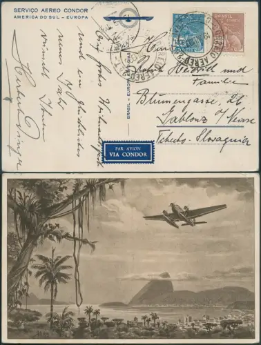 Katapult Brasilien 1935 Condor-Weihnachtskarte Tschechoslowakei Catapult / 402