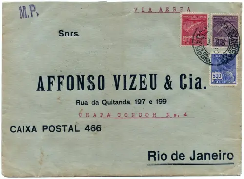 Brasilien 1930 Condor MiF Firmen-Brief Curityba Rio de Janeiro / 1267