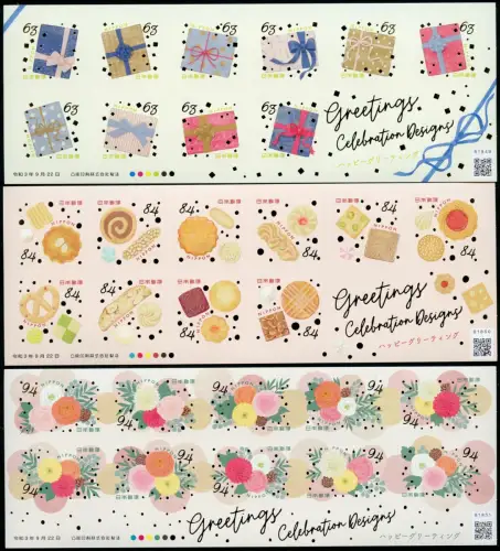 Japan 2021 Grußmarken Süßigkeiten Blumen Geschenke Blüten Kekse Kleinbögen MNH