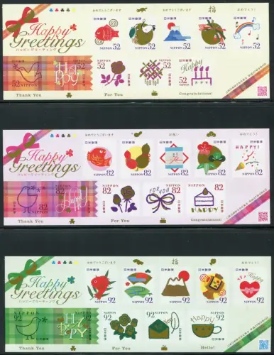 Japan 2015 Grußmarken Fische Vögel Rosen Musik Herz Brief Berg 7442-7471 MNH