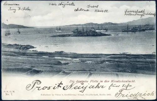 Kiautschou 1898 AK Deutsche Flotte Kiautschoubucht Tsintau Eckernförde / 241