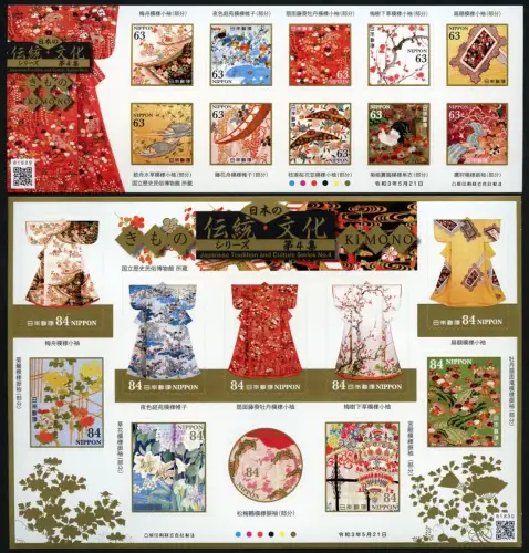 Japan 2021 Japanese Tradition and Culture IV Kimonos Textilmuster Kleidung MNH