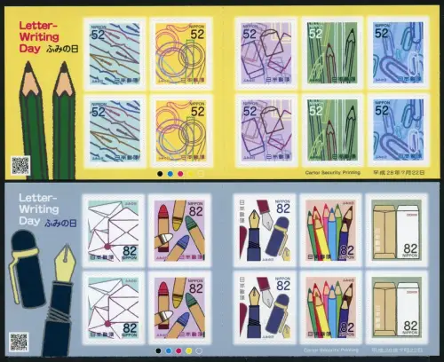 Japan 2016 Tag des Briefeschreibens Letter Writing 8011-8020 Kleinbögen MNH