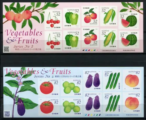 Japan 2014 Früchte Gemüse Obst Fruits Vegetables II 6818-6827 Kleinbögen MNH