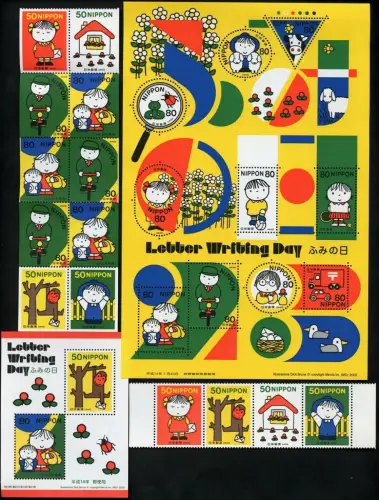Japan 2002 Briefeschreiben Letter-Writing Day 3375-3388 Block 190 MNH