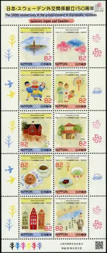Japan 2018 Diplomatische Beziehungen Schweden Trachten Kleinbogen Postfrisch MNH