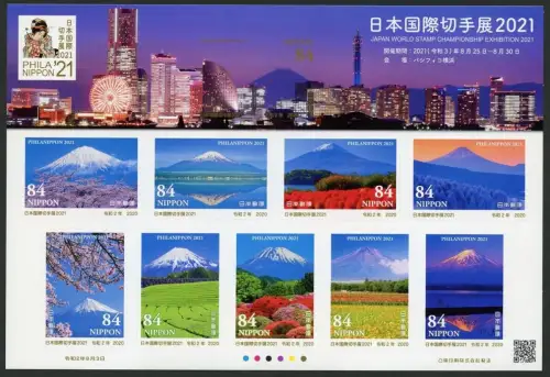 Japan 2020 Philanippon 2021 Berg Fuji Landschaften Kirschblüten Felder MNH