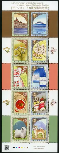 Japan 2019 Ungarn Diplomatische Beziehungen Parlament Berg Blüten Speisen MNH