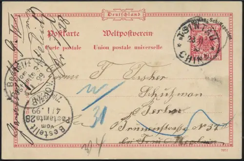 Kiautschou 1898 Marine-Schiffspost VP 1 Tsintau China Hektografie Neujahr / 263