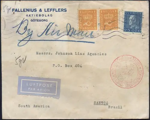 Katapult 1934 Schweden Notlandung Göteborg Santos Brief Catapult 332 / 915