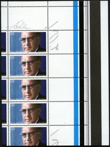 Bund 1997 Thomas Dehler 1963 L Kleinbogen stark verschnitten Postfrisch MNH