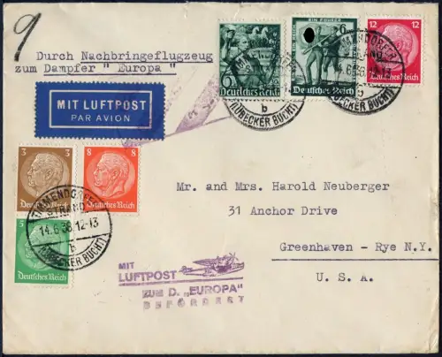 Dt. Reich 1938 Nachbringeflug Dampfer Europa Scharbeutz Timmendorfer Strand/730