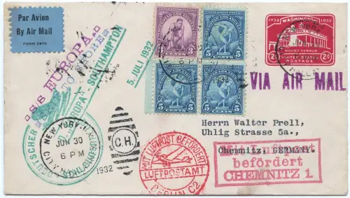 Katapult 1932 USA Ganzsache ZuF Olympiade LA Chemnitz Catapult H 99 b / 1485