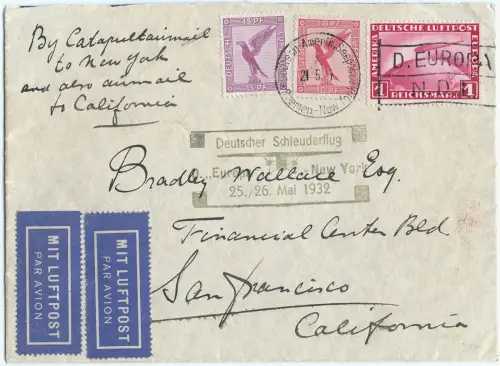 Katapult 1932 Dt. Reich Seepost Zeppelin MiF Los Angeles Catapult H 81 b / 1488