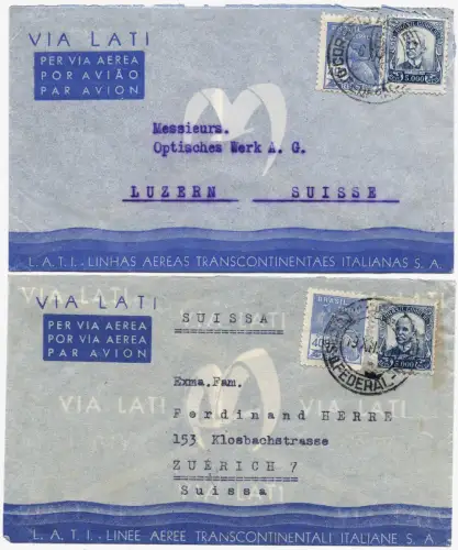 LATI 1940 Brasilien Vordruckbriefe (2) Rio de Janeiro Luzern Zürich Schweiz/1289