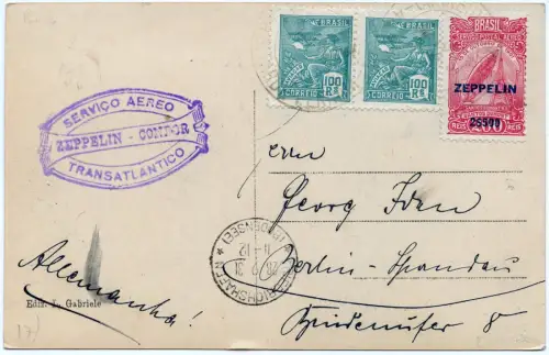 Zeppelin 1931 Brasilien 2. SAF AK Zeppelin-Frankatur Berlin Si 130 A / 2446