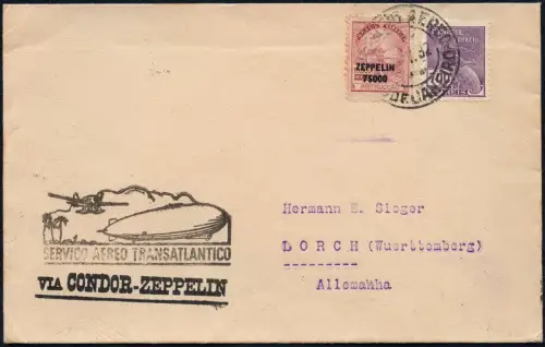 Zeppelin 1932 Brasilien 4. SAF Brief Rio de Janeiro Deutschland Si 158 B / 1976