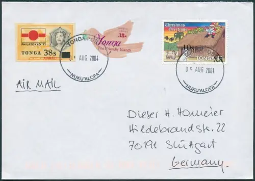 Tonga 2004 Dauer Michel 1694 Aufdruck 10s Weihnachten Luftpost Deutschland / 680
