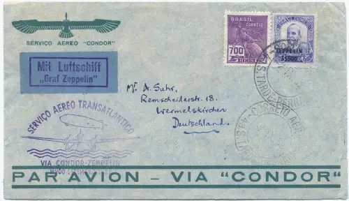 Zeppelin 1932 Brasilien 5. SAF Zeppelin-Frankatur Wermelskirchen Si 172/2533