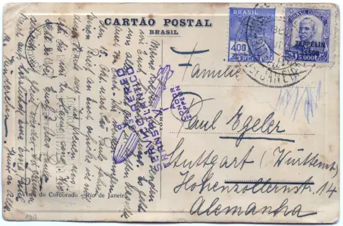Zeppelin 1932 Brasilien 8. SAF Foto-AK Rio de Janeiro Stuttgart Si 190 / 2540