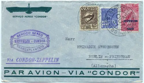 Zeppelin 1931 Brasilien 3. SAF VARIG-MiF Santos Berlin-Friedenau Si 134 / 2552